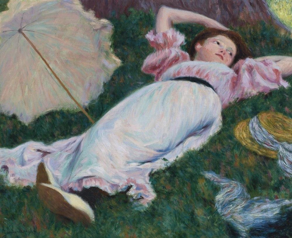 Федерико Дзандоменеги. Женщина, лежащая на траве. 1890
