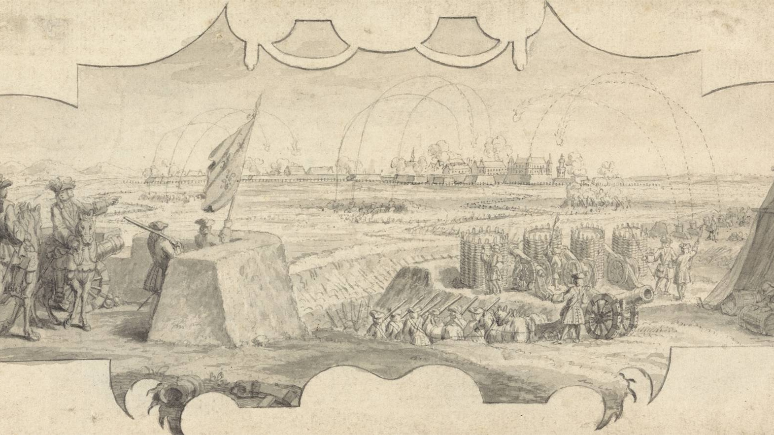 Ян Вик. Офицер на валу руководит обстрелом города (фрагмент). XVII век