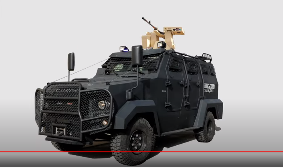 Скриншот с видео-ролика, демонстрирующего дистанционный боевой модуль на базе крупнокалиберного пулемета