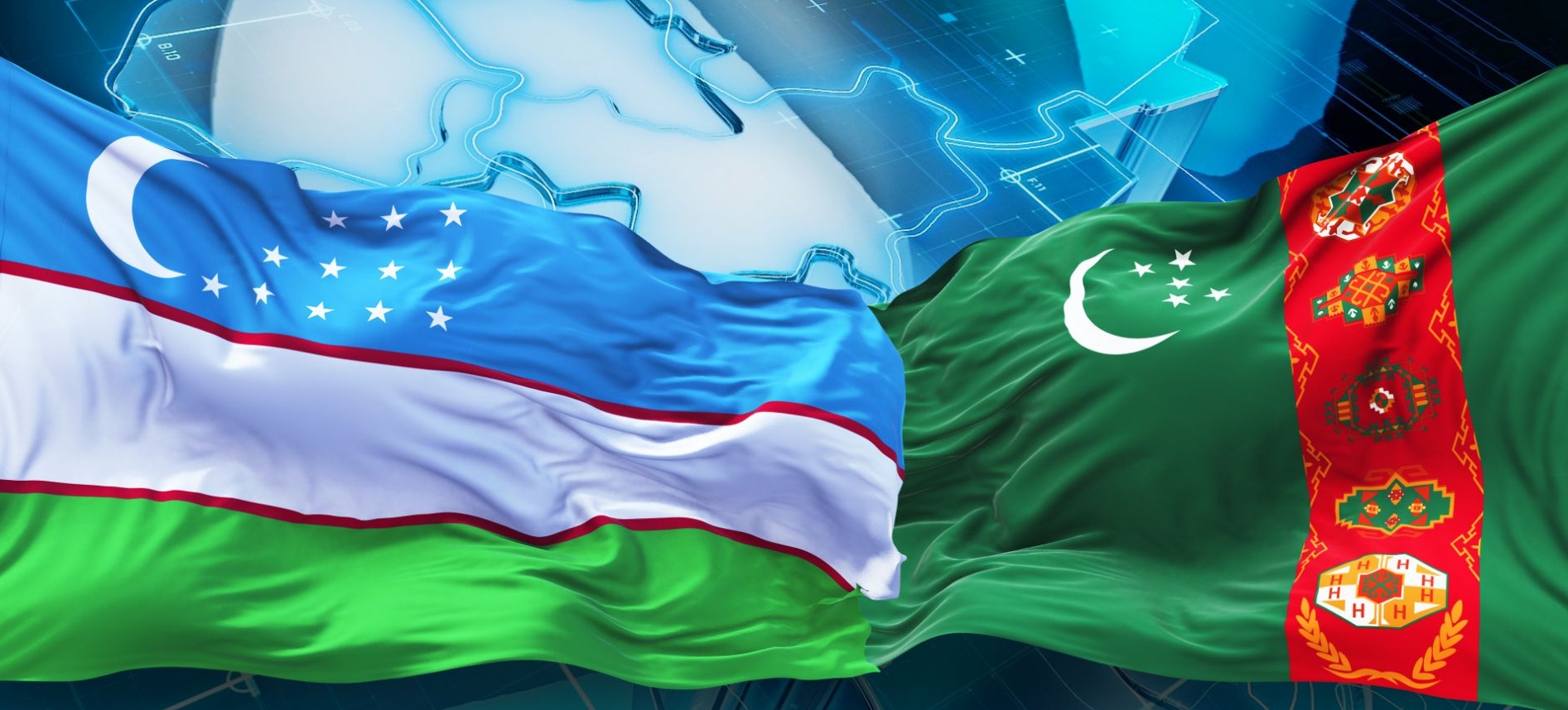 Флаги Узбекистана и Туркмении