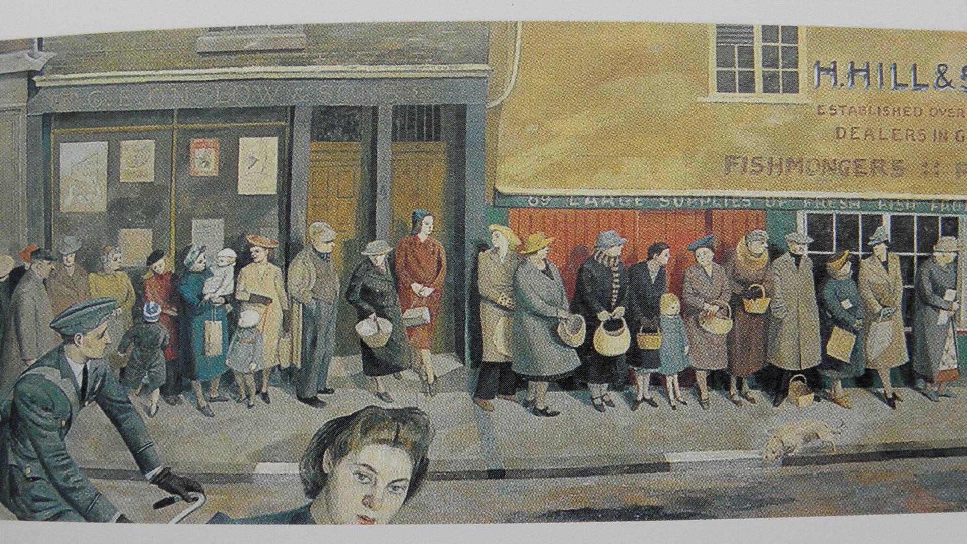 Эвелин Данбар. Очередь в рыбный магазин (фрагмент). 1944