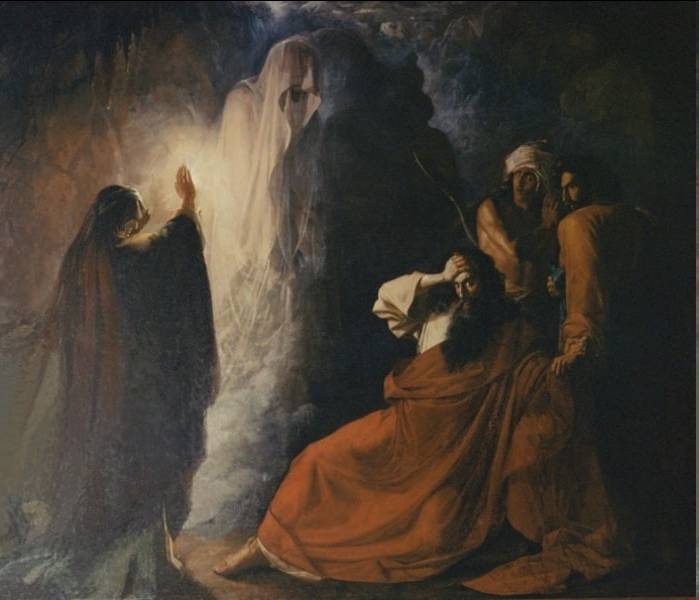 Д. Н. Мартынов. Аэндорская волшебница вызывает тень пророка Самуила. 1857