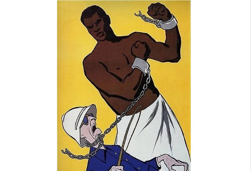 Агитплакат «Народы Африки обуздают колонизаторов»