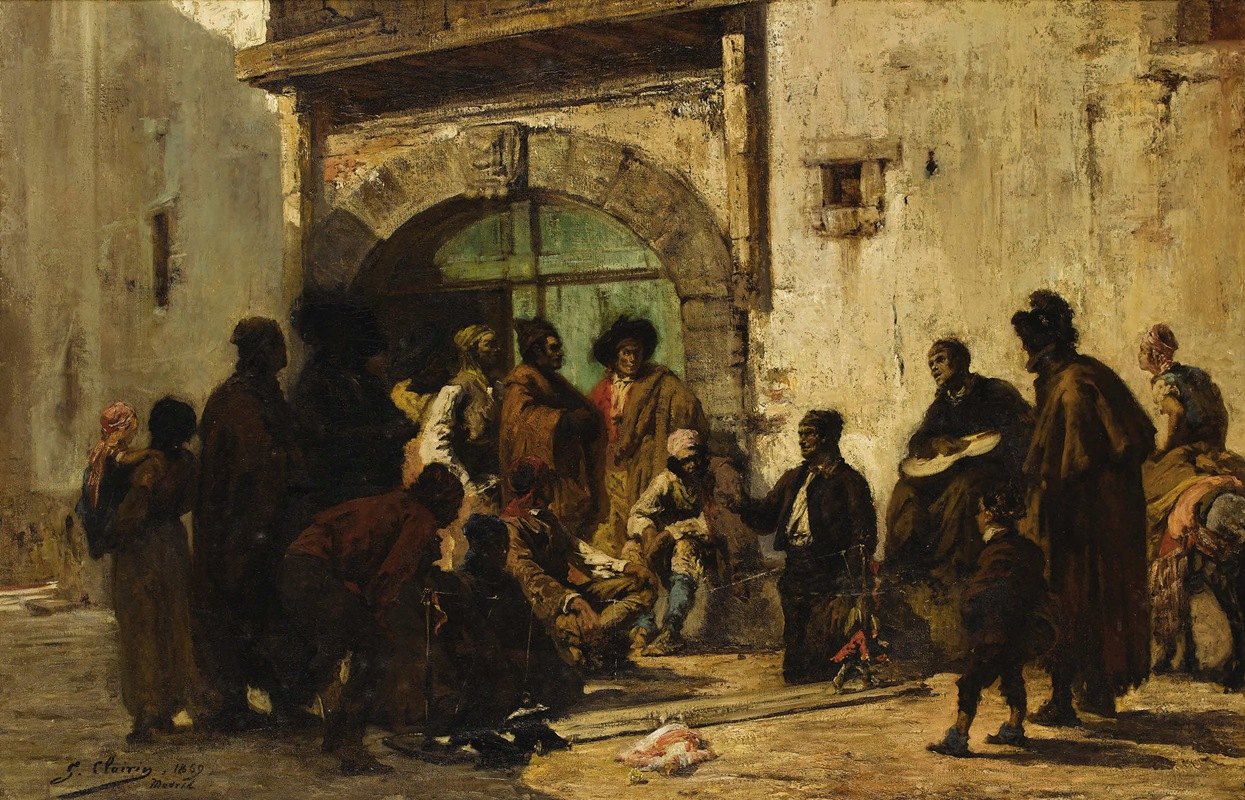 Жорж Клерин. Кукольный спектакль на испанской улице. 1869