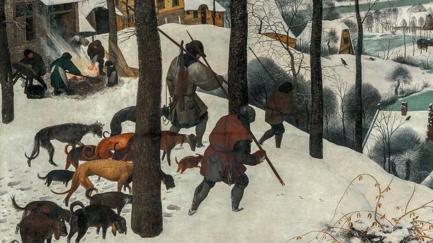 Питер Брейгель Старший. Охотники на снегу (фрагмент). 1565
