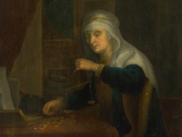 Неизвестный художник. Взвешивание золота (фрагмент). 1670-1690