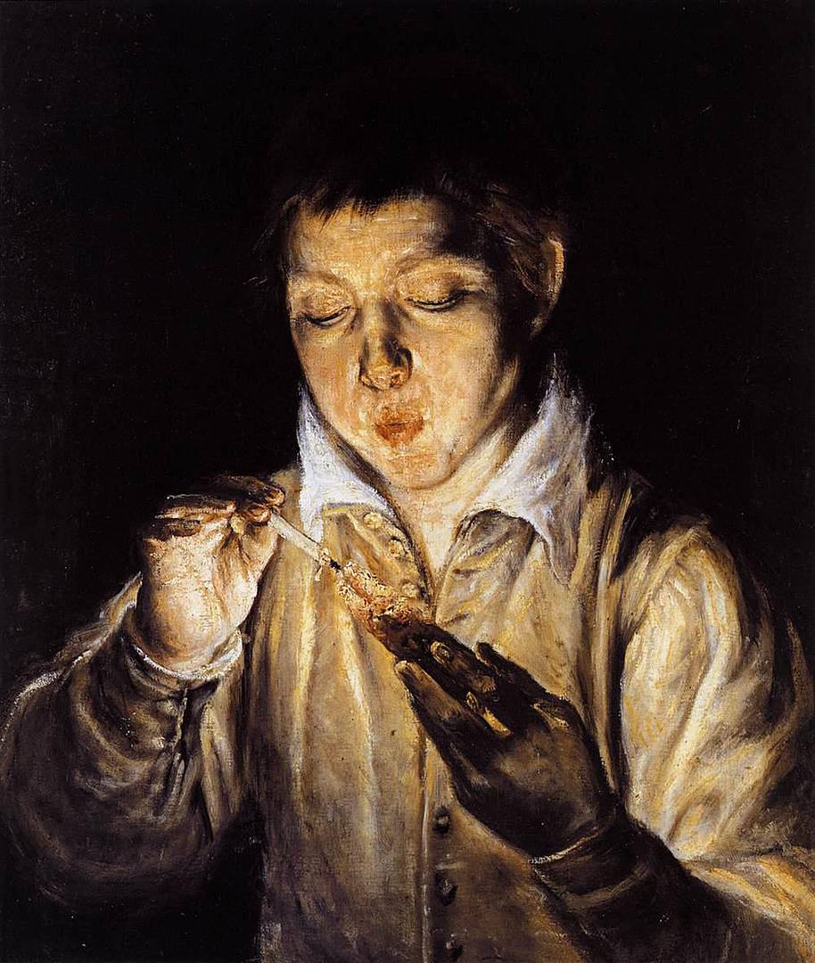 Эль Греко. Мальчик, раздувающий лучину. 1570-1572