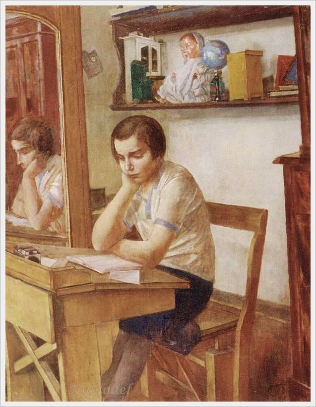 Кузьма Петров-Водкин. Девочка за партой. 1934
