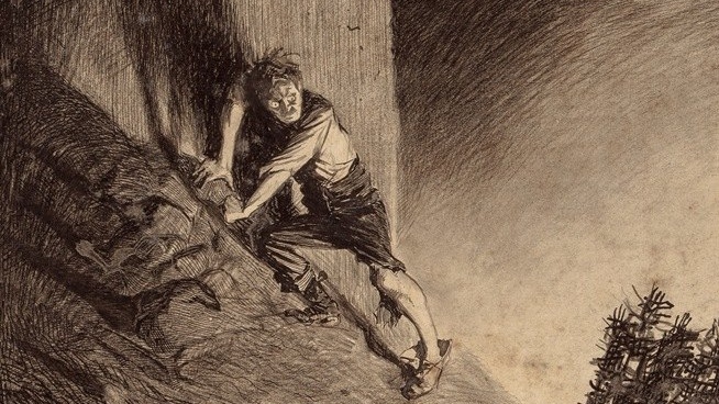 Энрике Алвим Корреа. Испуганный человек. Иллюстраций к научно-фантастическому роману Герберта Уэллса «Война миров». 1906