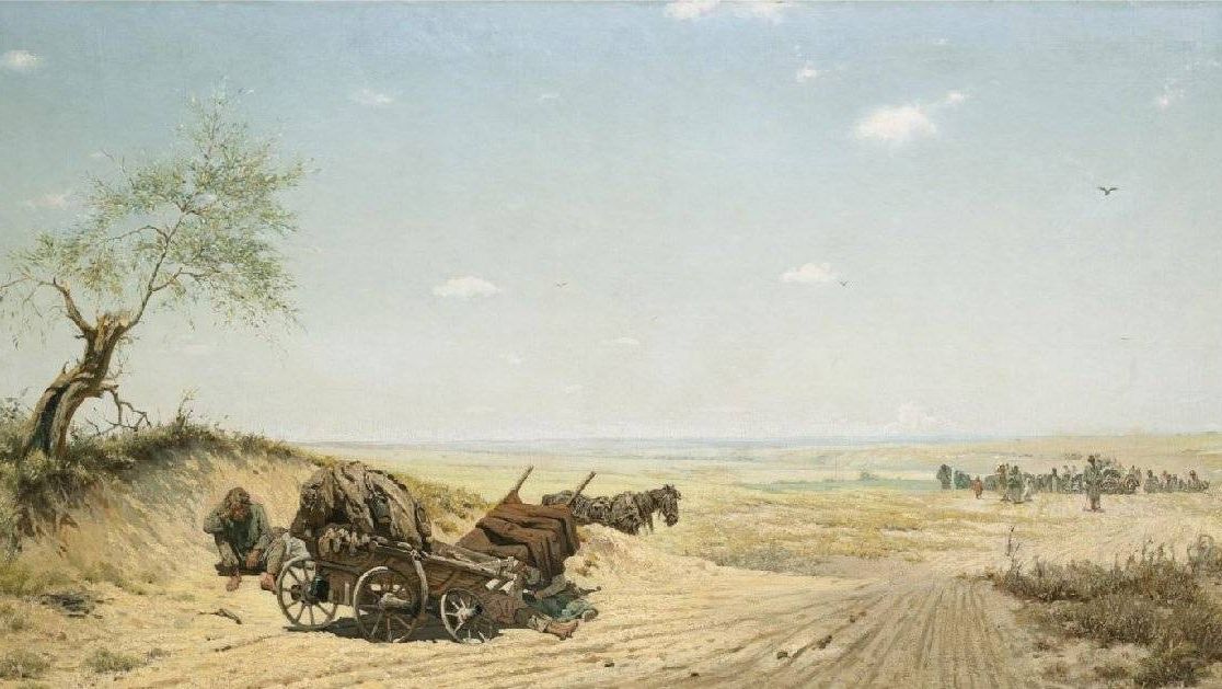Григорий Мясоедов. Через степь. Переселенцы. 1883