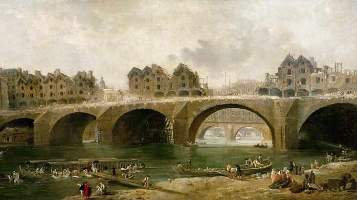 Юбер Робер. Разрушение зданий на мосту Нотр-Дам (фрагмент). 1786