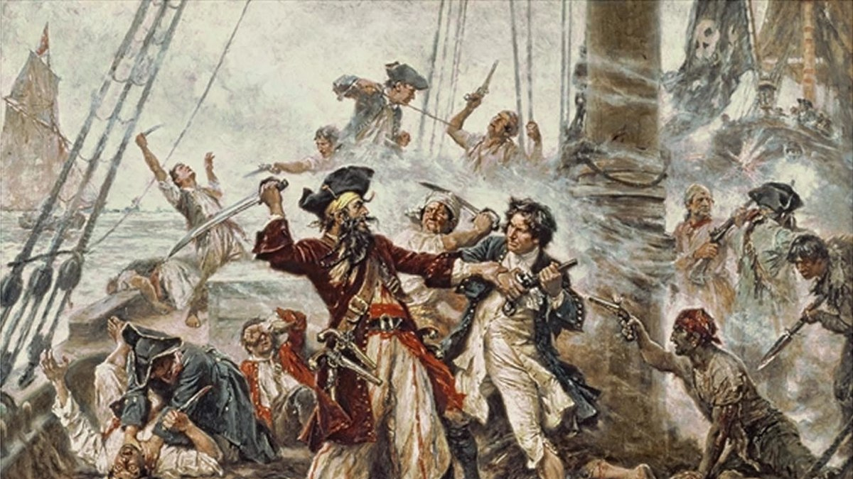 Жан Леон Жером Феррис. Захват пирата Чёрная борода. 1718