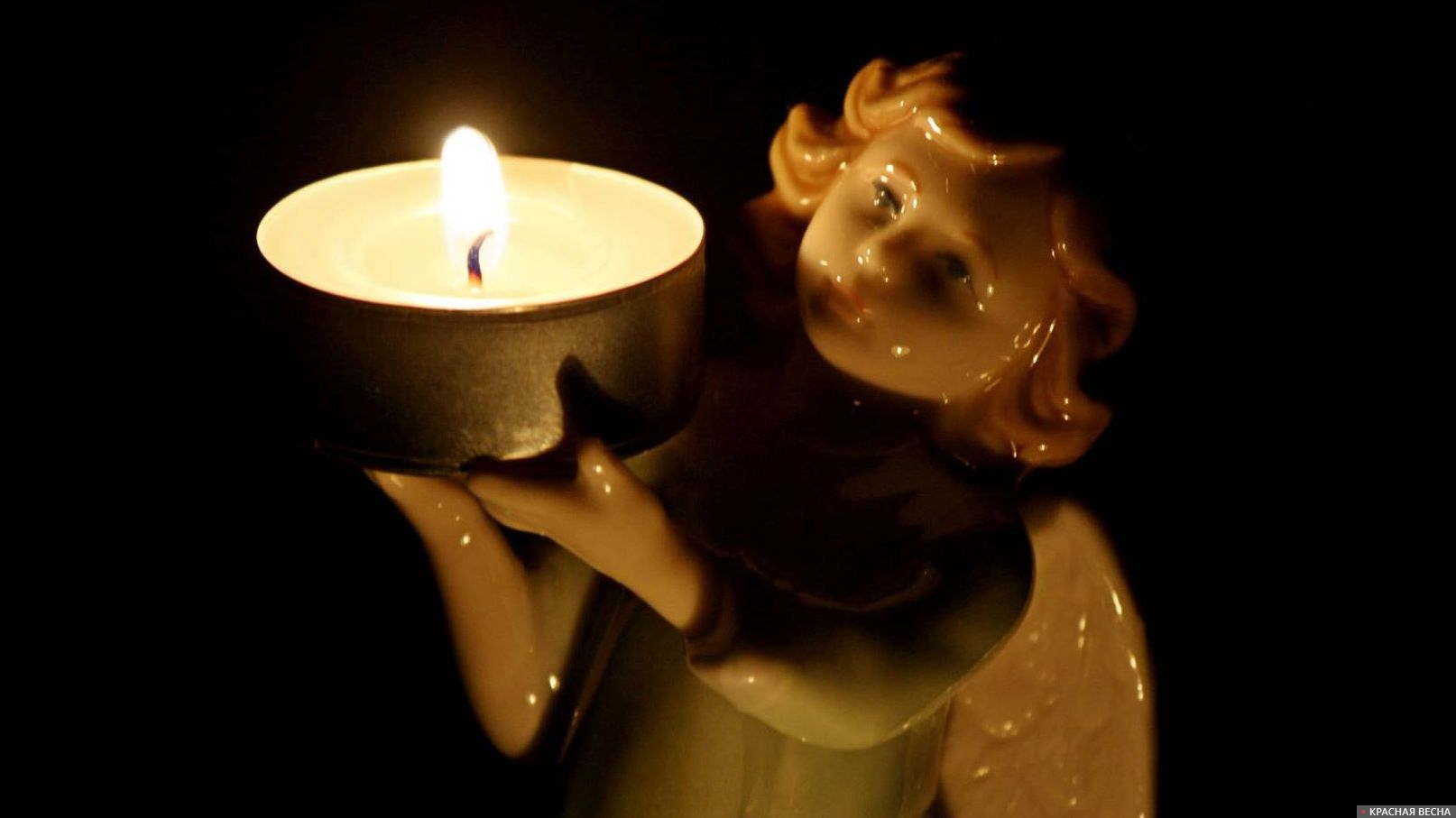 Свеча на фигурке ангела. Память