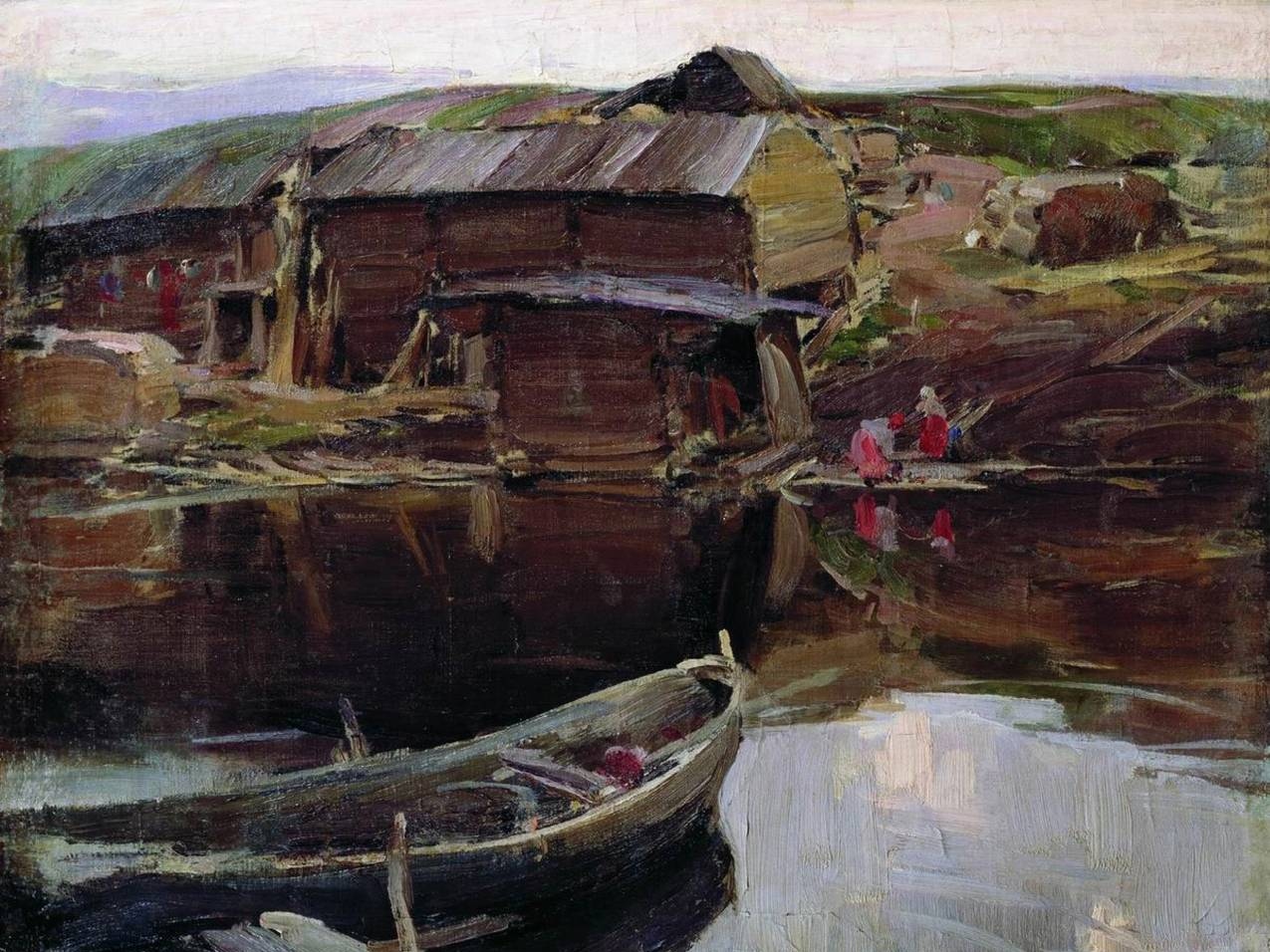 Абрам Архипов. Северная деревня (фрагмент). 1901