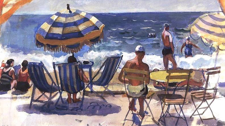 Зинаида Серебрякова. Ментона. Пляж с зонтиками. 1931