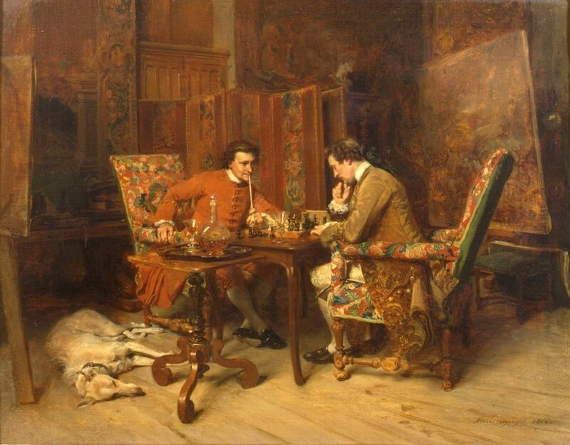 Жан-Луи-Эрнест Месонье. Игра в шахматы (фрагмент). 1841