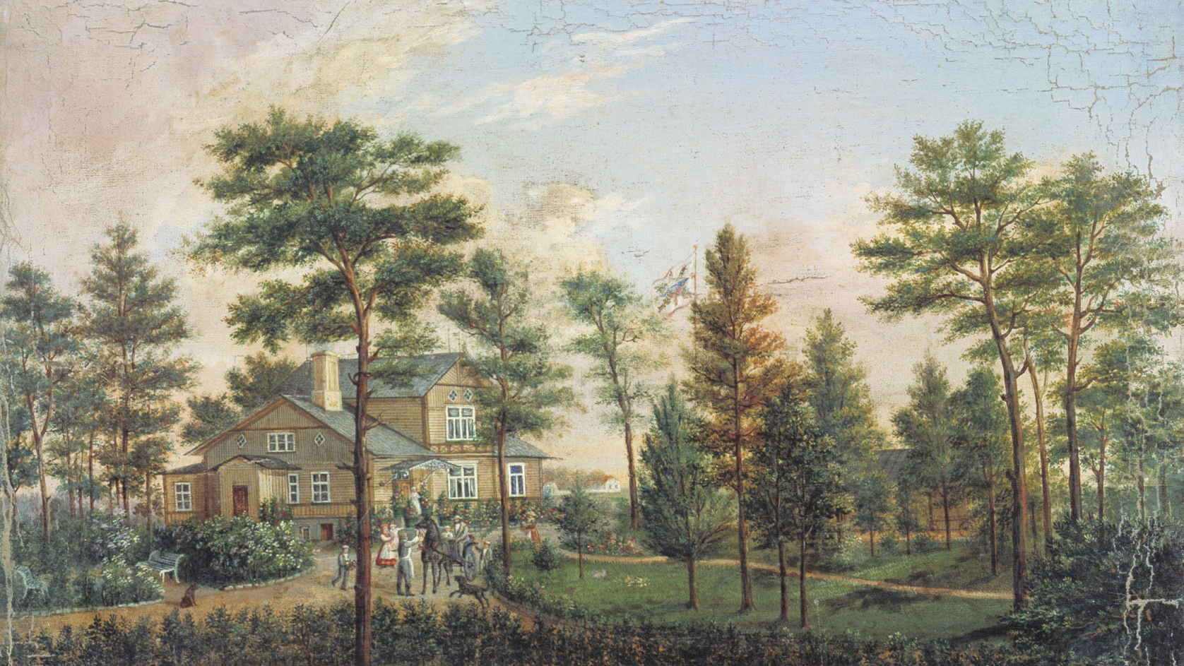 Галактионов Степан. Дача в парке (фрагмент). 1852