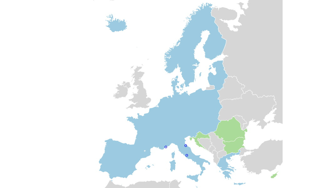 Шенгенская зона и страны, обязанные присоединиться к шенгенской зоне