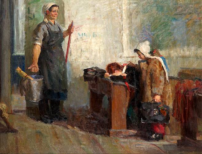 Пушной Михаил Фёдорович. После уроков. 1955