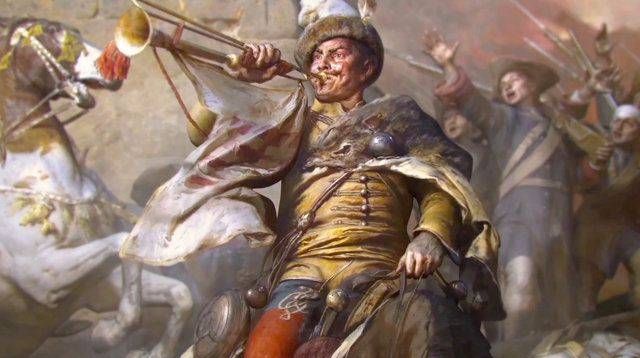 Дьюла Бенцур. Захват Будайской крепости. 1896 г. Фрагмент