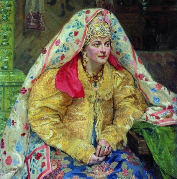 Иван Куликов. В русском наряде. Фрагмент. 1916