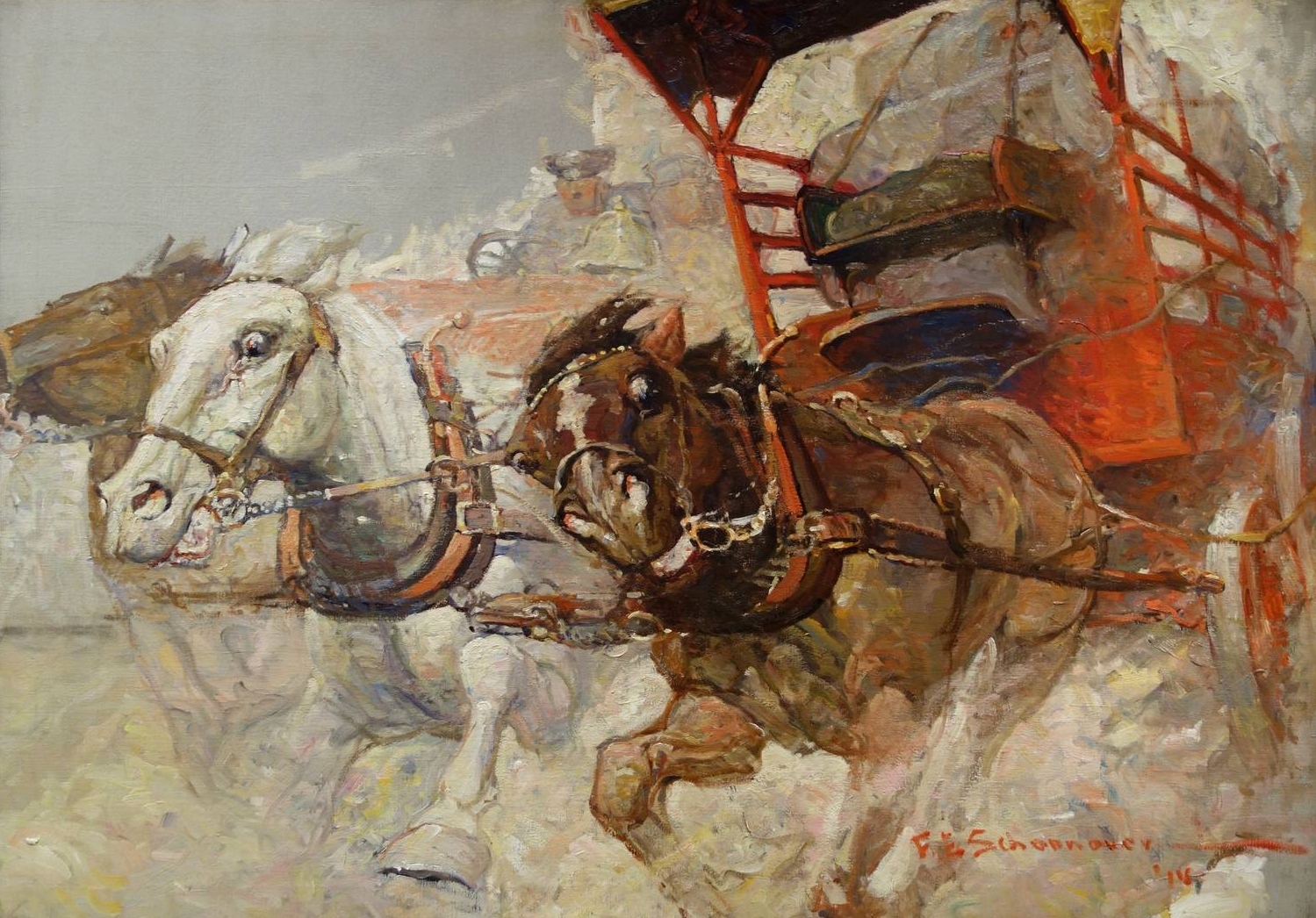Франк Шуновер. Сбежавшие лошади. 1914