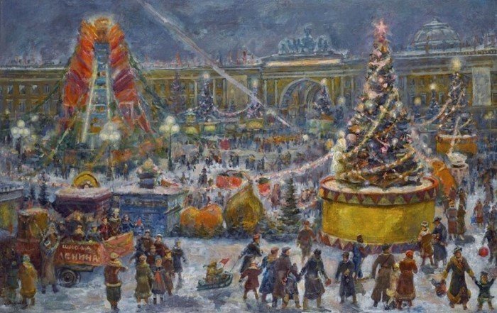 Викулов Василий Иванович. Празднование Нового года на Дворцовой площади. 1970