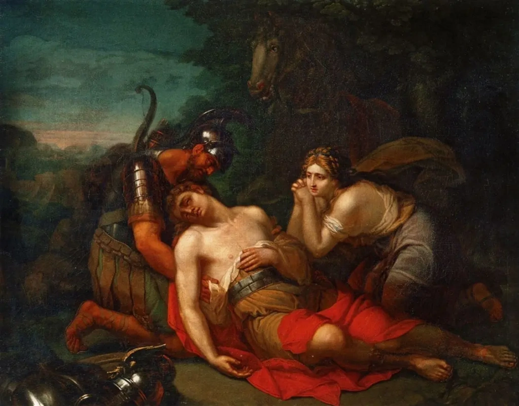 Степан Курляндцев. Эрминия и Вафрин находят раненого Танкреда. 1803