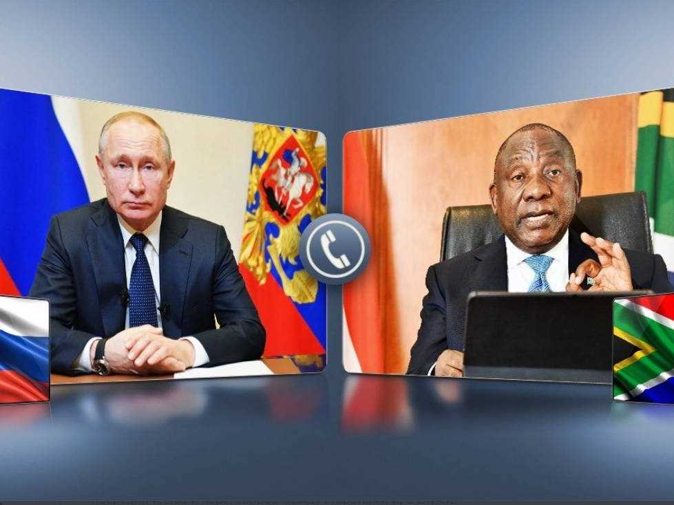 Президент России Владимир Путин и президент ЮАР Сирил Рамафоса