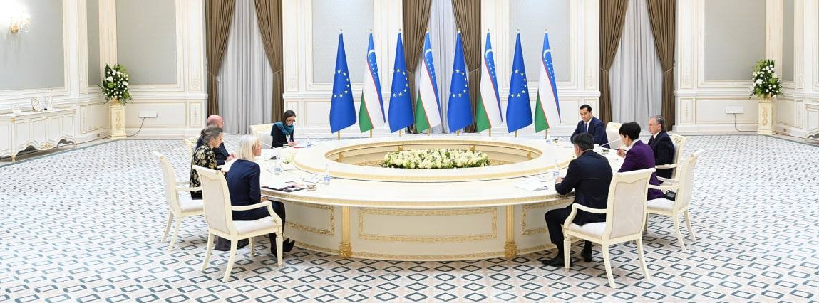 Переговоры президента Республики Узбекистан Шавката Мирзиёева и президента Европейского совета Шарля Мишеля