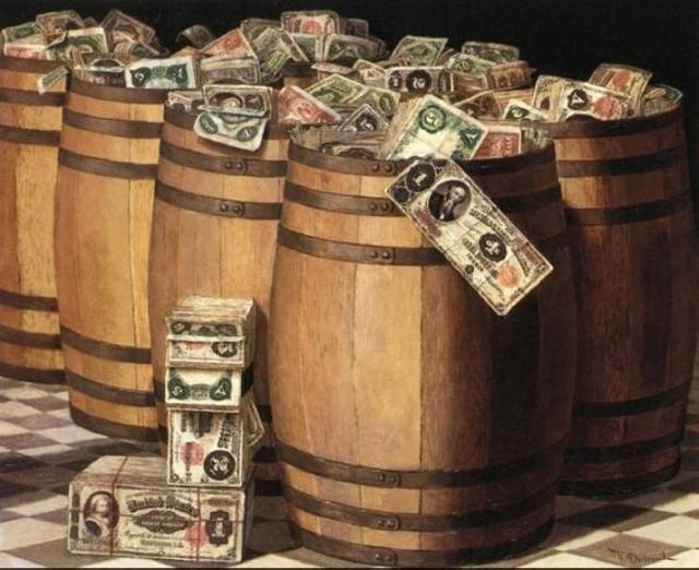 Виктор Дубрей. Бочка с деньгами. 1897