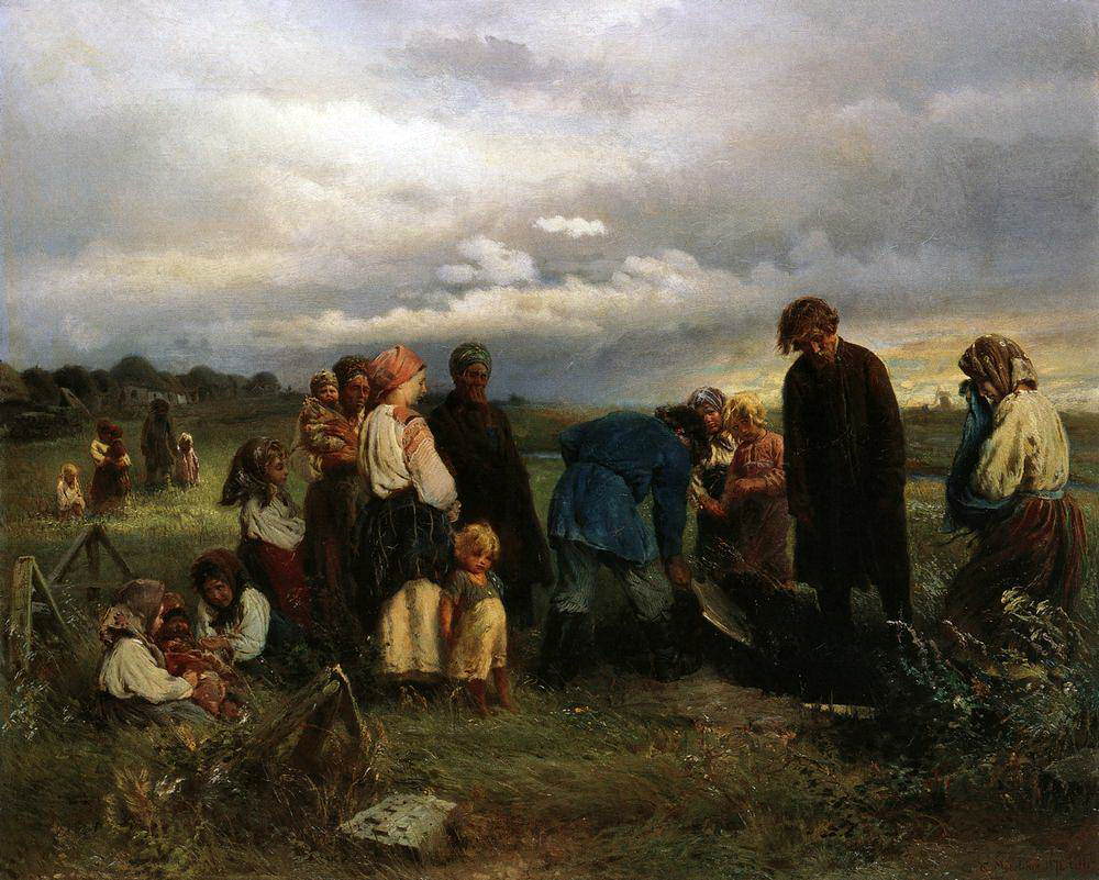 Константин Маковский. Похороны (Фрагмент). 1872