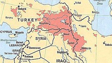 Территория Курдистана на карте
