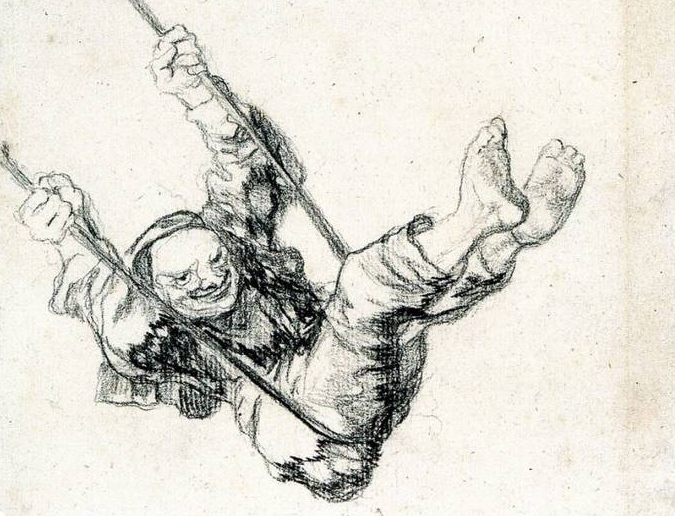 Франсиско Гойя. Старик на качелях. 1826