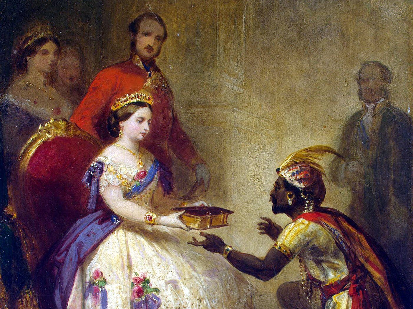 Томас Джонс Баркер. Королева Виктория вручает Библию африканскому вождю (фрагмент)