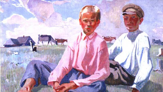 Александр Дейнека. Отдыхающие дети (фрагмент). 1933