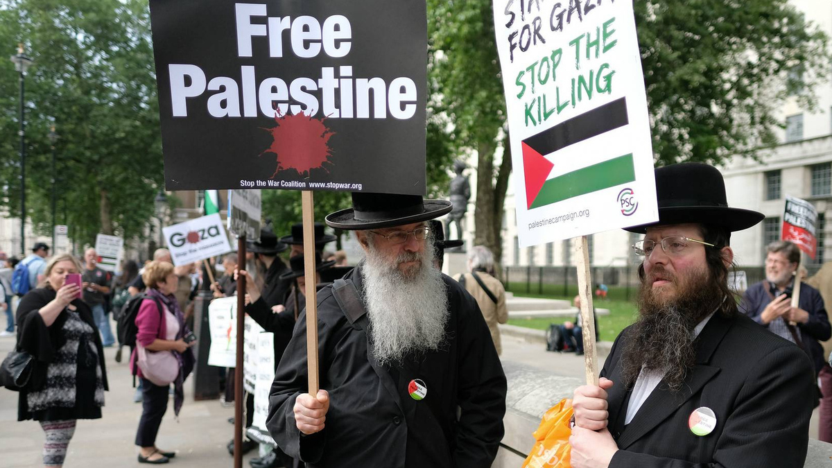 Ортодоксальные иудеи на митинге за освобождение Палестины от израильской оккупации, Лондон, 2018 год