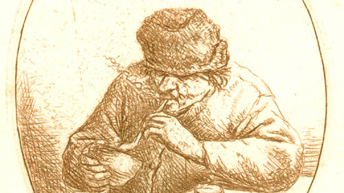 Адриан ван Остаде. Курильщик (фрагмент). 1640