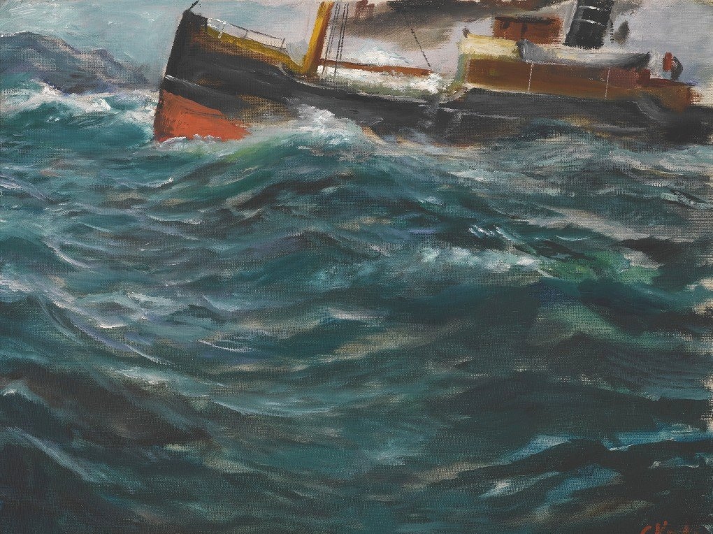 Кристиан Крог. Корабль в бурном море (фрагмент)