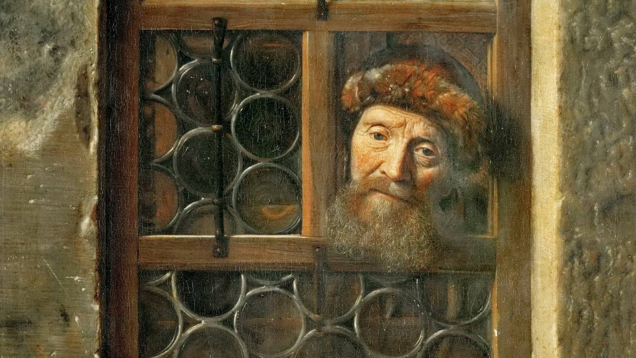 Самуэль ван Хоогстратен. Мужчина в окне. 1653