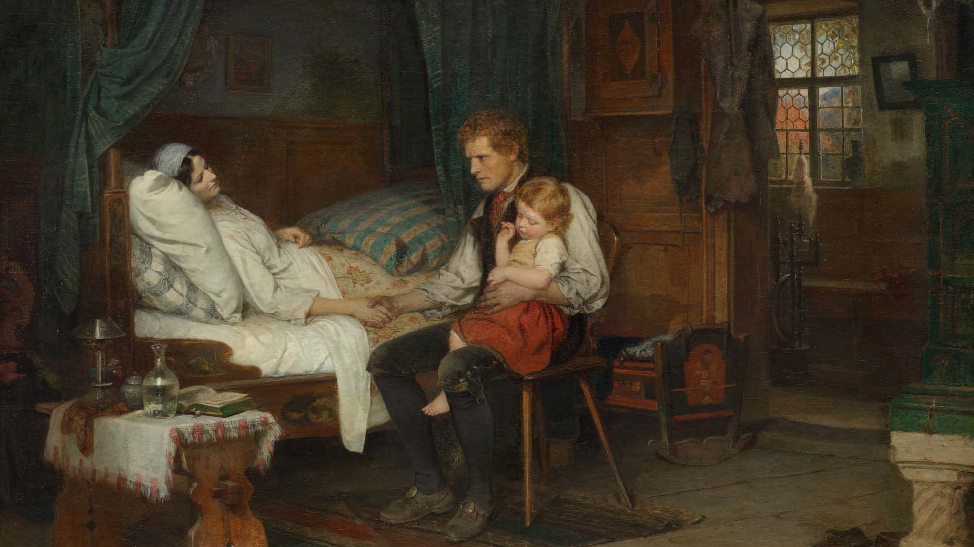 Беньямин (Бенджамин) Вотье. На больничной койке (Крестьянин прощается с умирающей женой). 1873