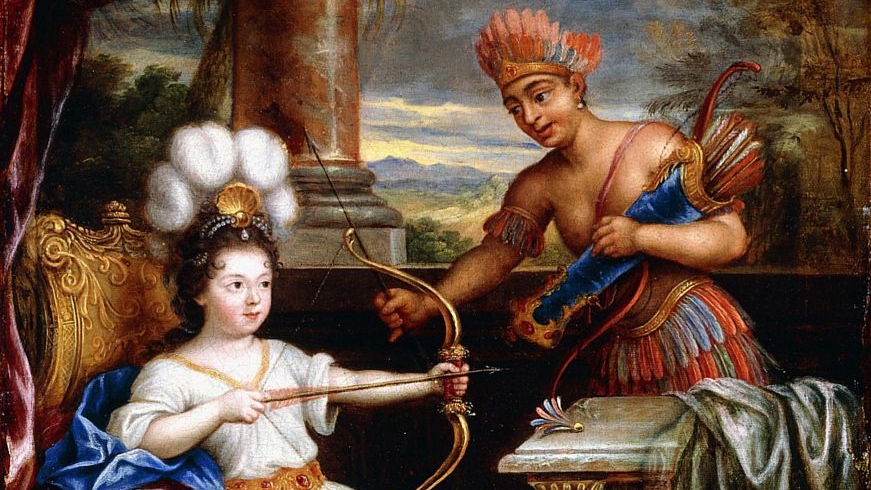 Пьер Миньяр, Аллегория: Америка отдаёт дань Европе (фрагмент) XVII в.