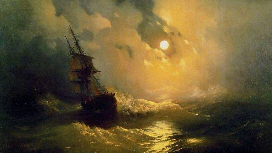 Иван Айвазовский. Буря на море ночью. 1849