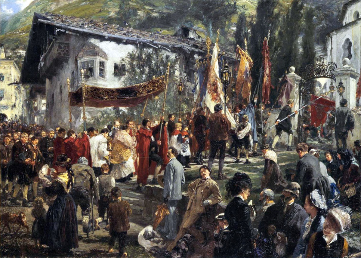 Адольф фон Менцель. Шествие в Хофгаштайн. 1880