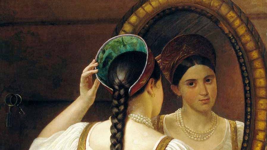 Будкин Филипп Осипович. Девушка перед зеркалом. 1848 г. Фрагмент
