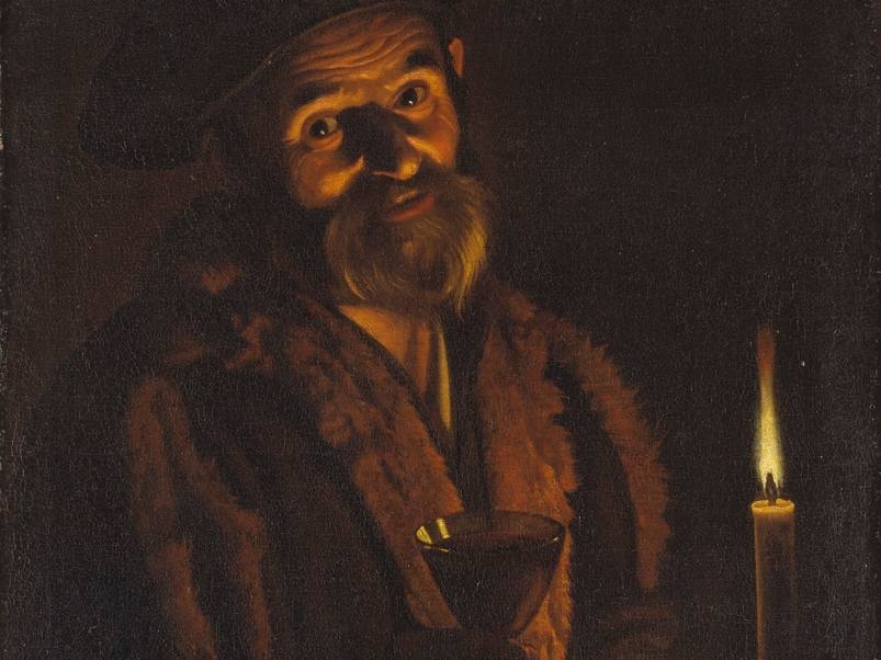Адам де Костер. Старик со свечей и бокалом (фрагмент). XVII в.