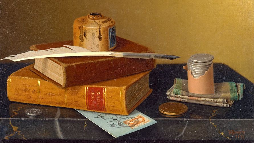 Уильям Харнетт. Стол банкира (фрагмент). 1877