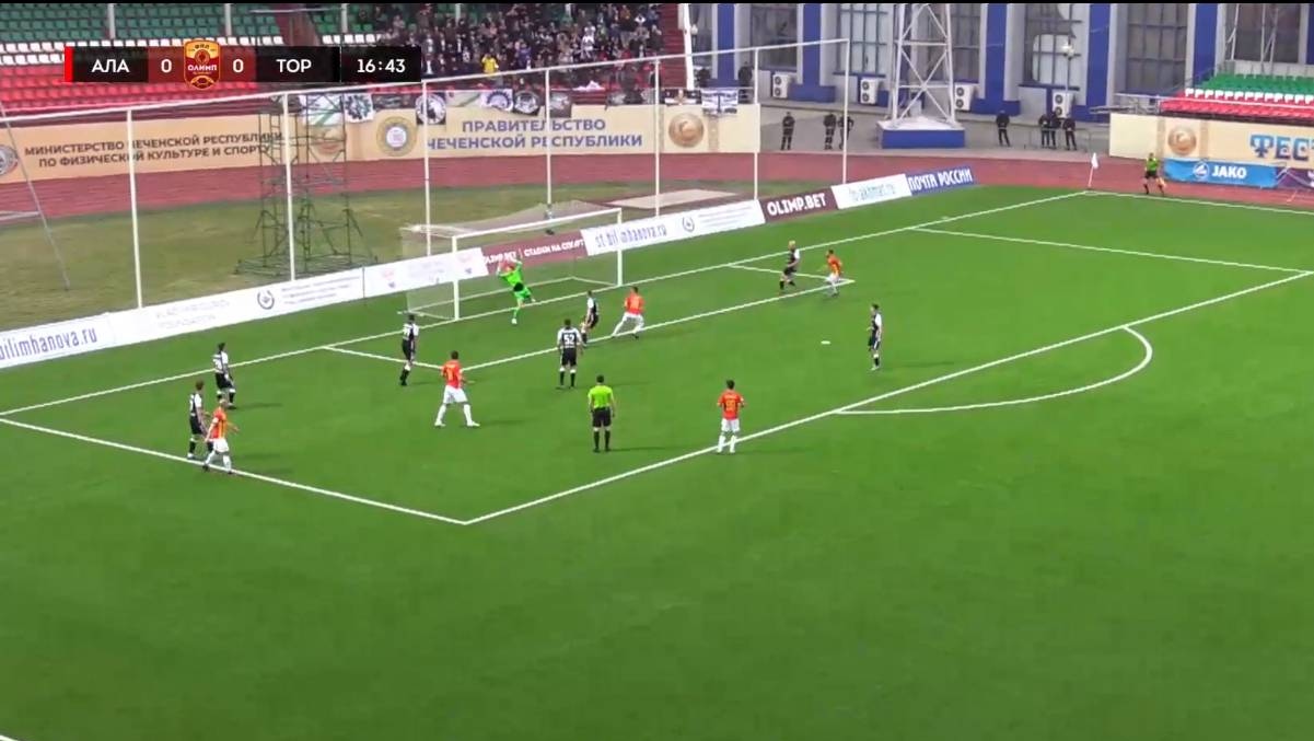 Скриншот видеотрансляции матча «Алания» — «Торпедо»