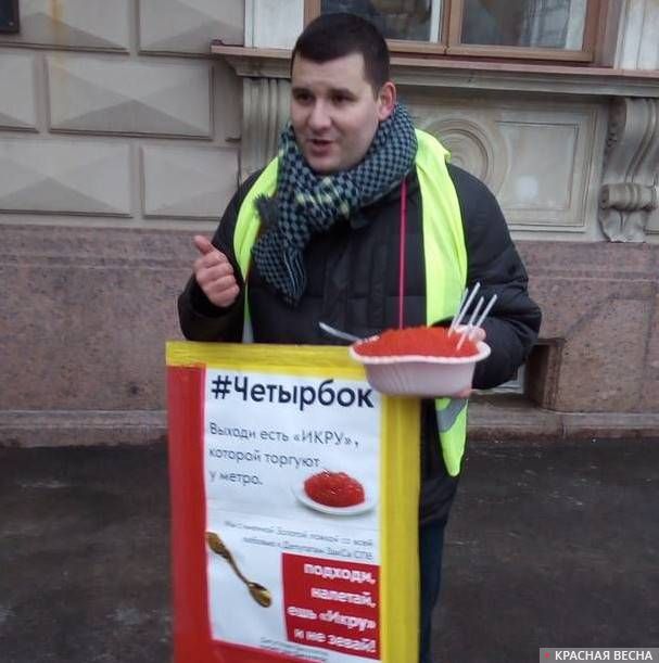 Пикетчик захватил к ЗакСу не только агитацию, но и возмутивший его продукт