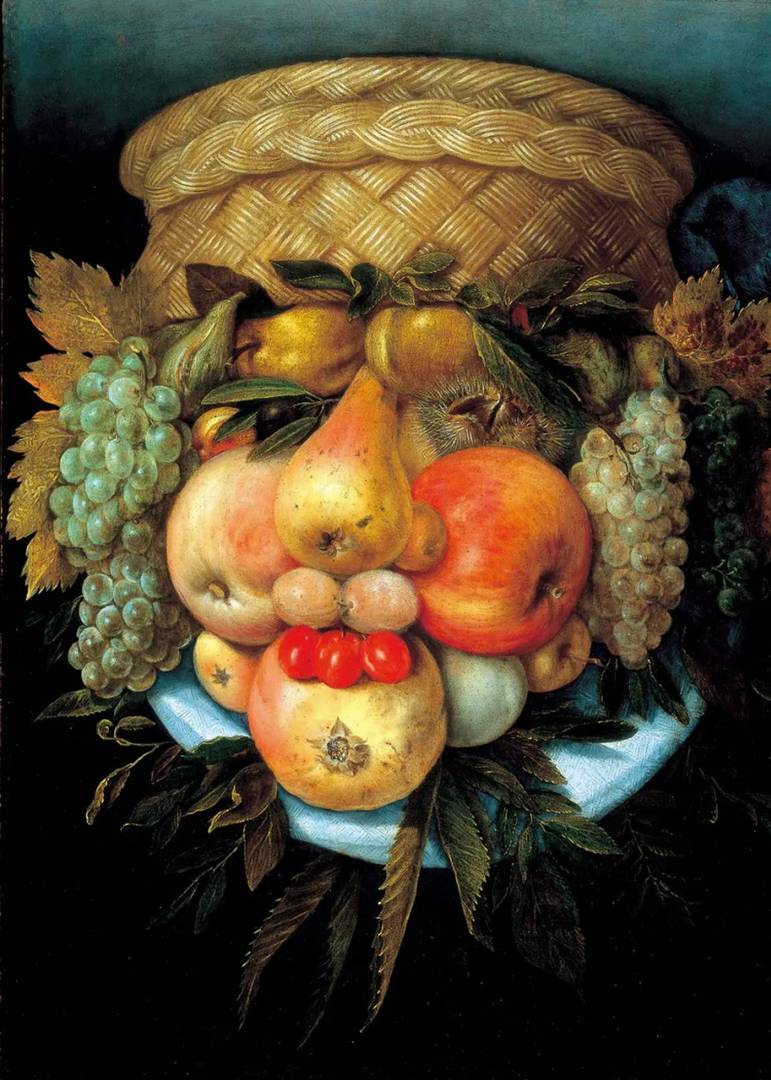 Джузеппе Арчимбольдо. Портрет (Натюрморт с корзиной и фруктами). 1590